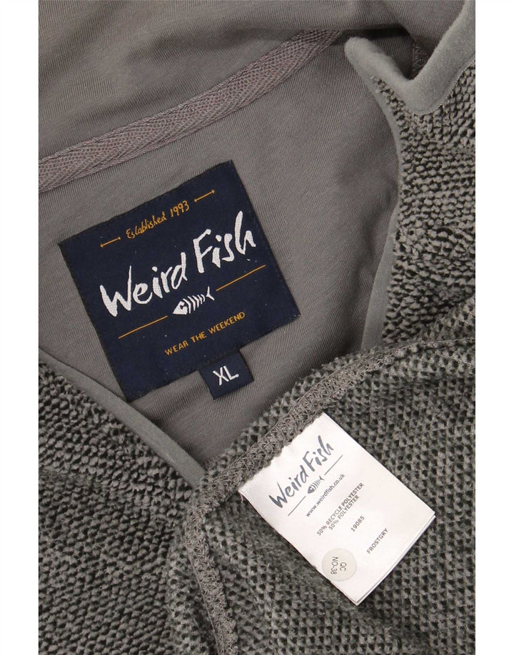 Weird Fish Sweat-shirt col zippé pour homme XL Gris Polyester