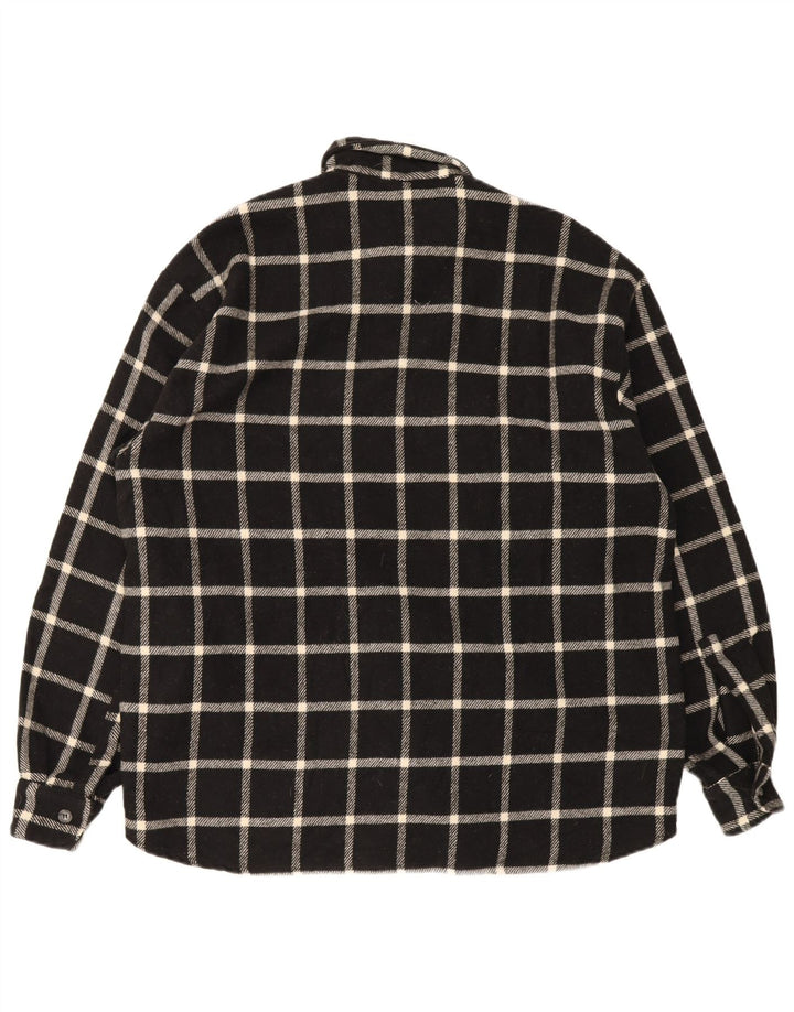 Vintage Mens Flannel Shirt Large Black Check