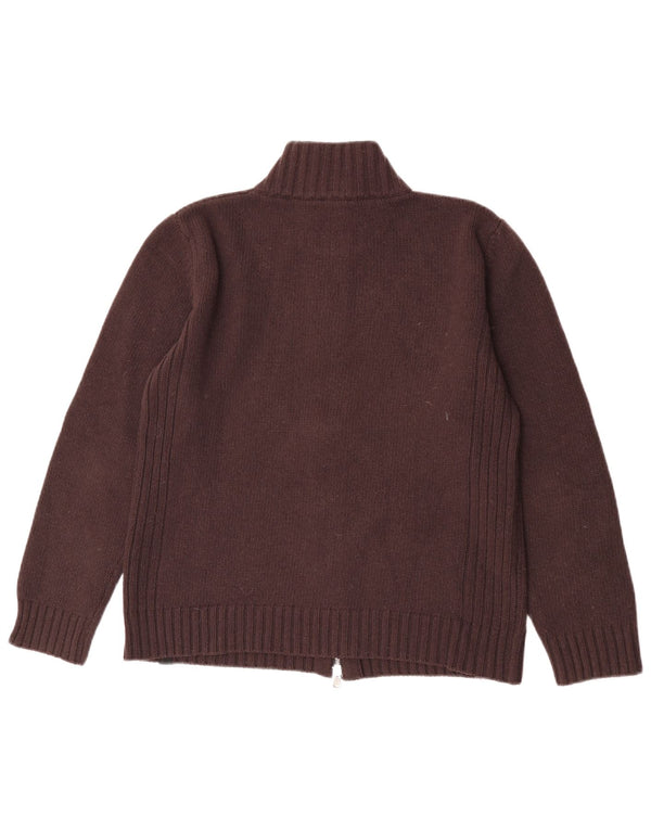 Calvin Klein Jeans Womens Full Zip Cardigan Sweater UK 10 Small Brown Wool