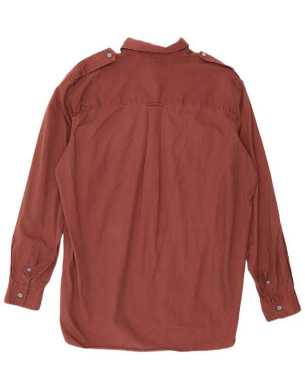 Calvin Klein Jeans Mens Khakis Military Shirt Large Maroon Cotton