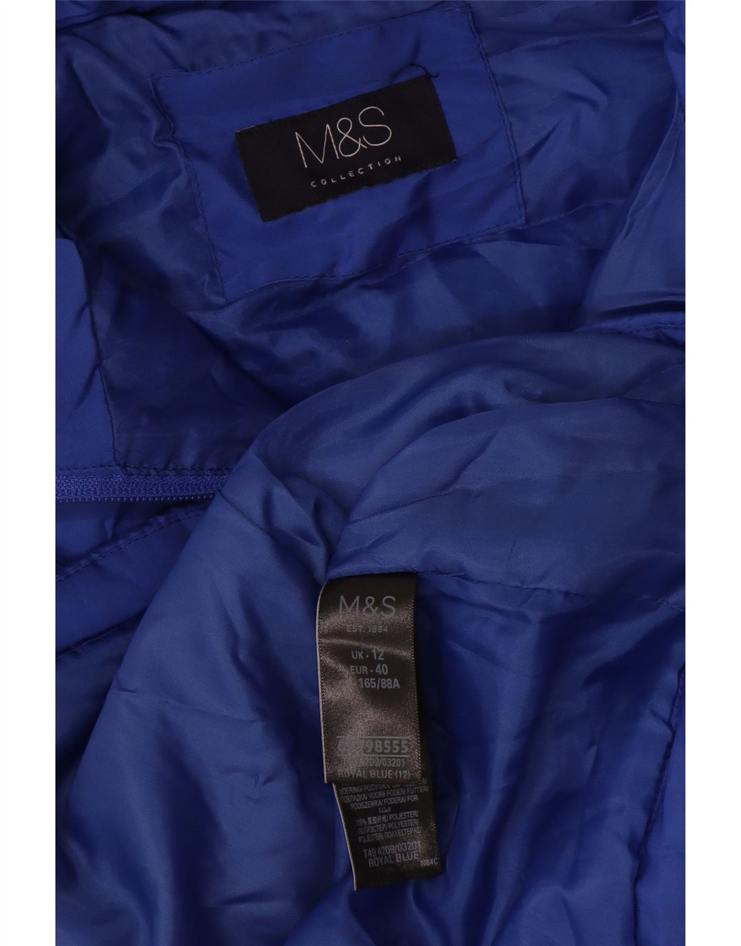 Marks & Spencer Womens Polstret Gilet UK 12 Medium Blue Polyester