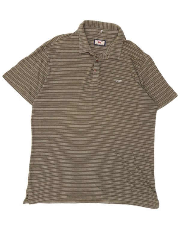 Carrera Mens Regular Fit Polo Shirt XL Khaki Striped Cotton