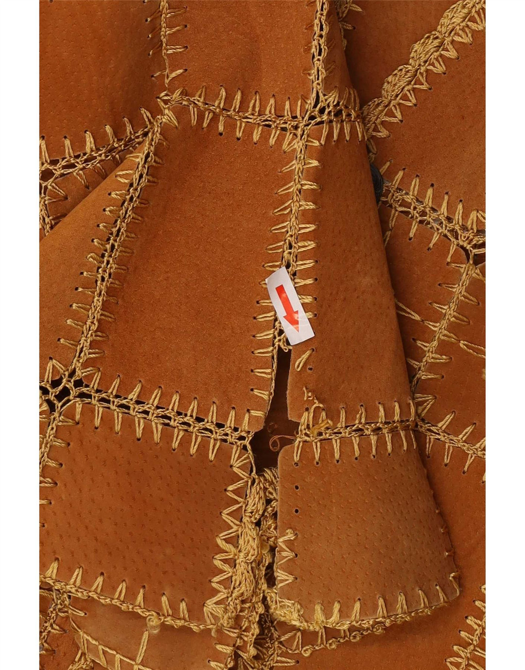 Zamszowa kamizelka damska w stylu vintage XL, brązowa patchworkowa