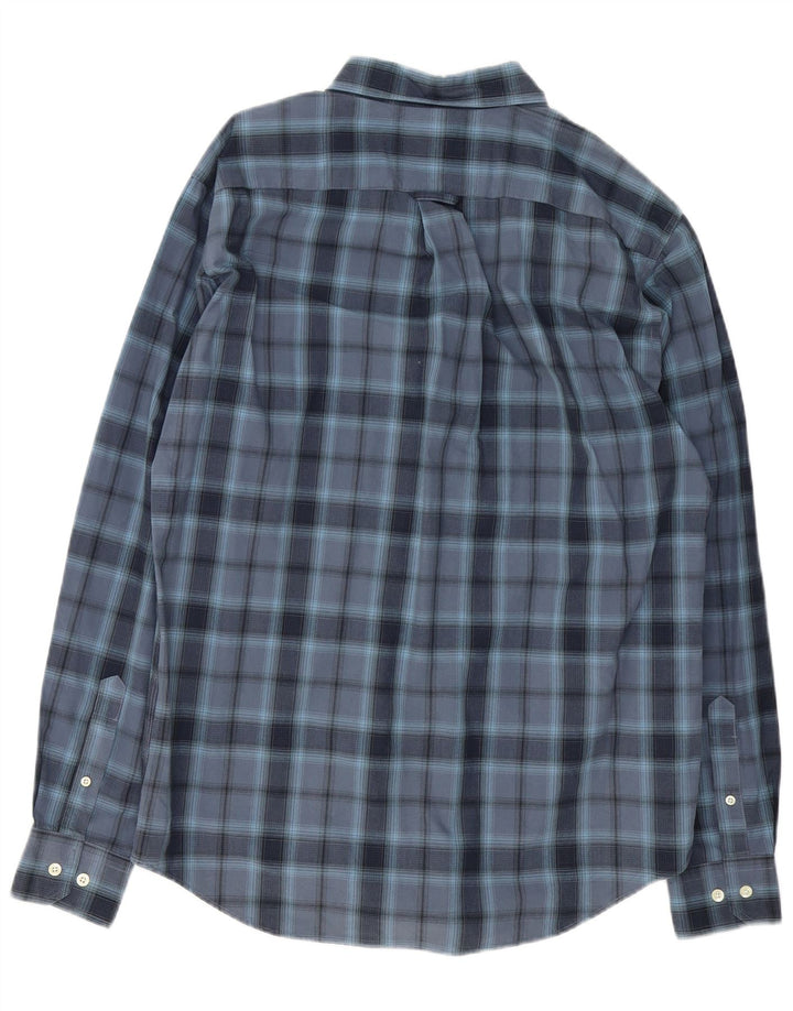 Nautica Mens Shirt Medium Navy Blue Check Cotton