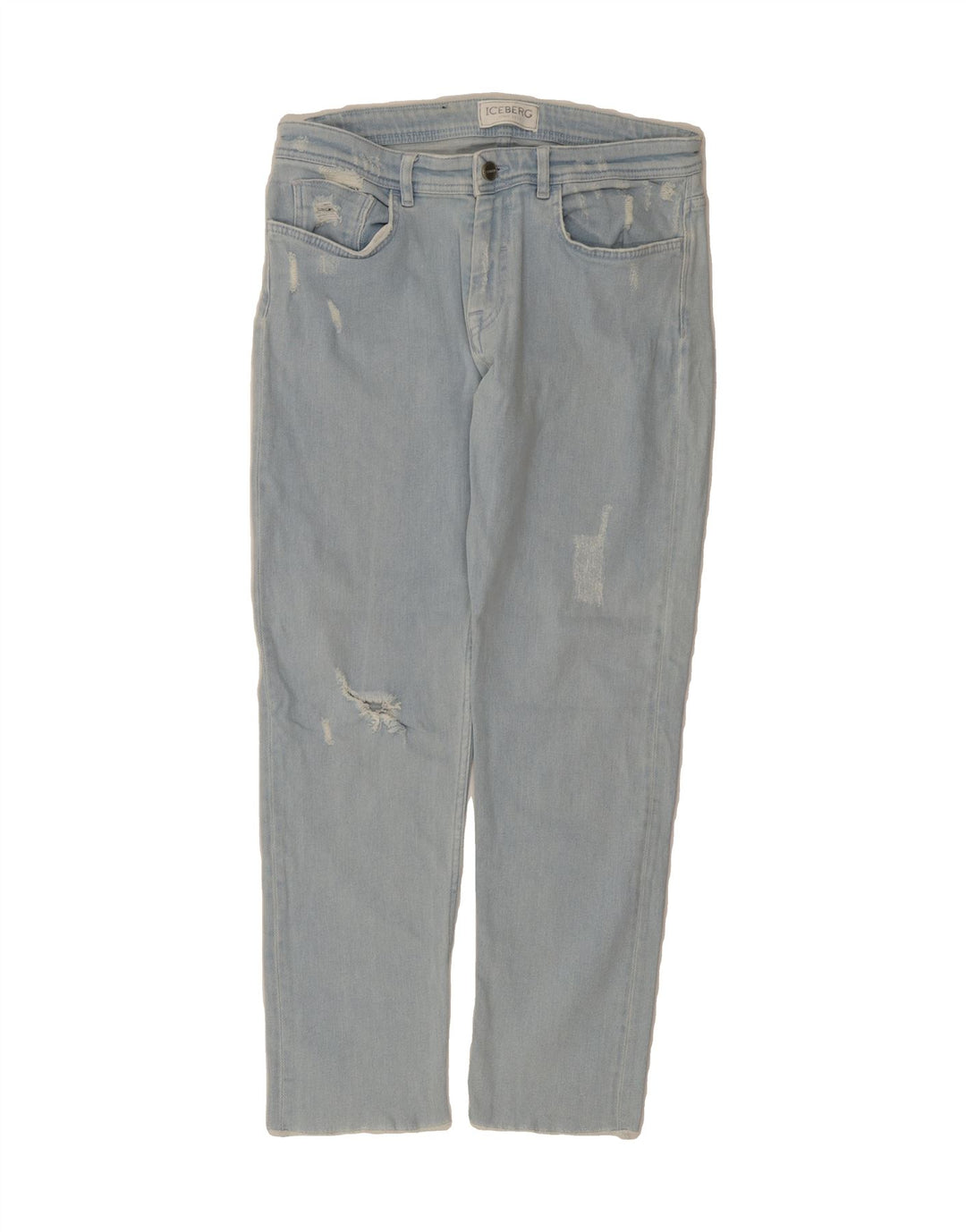 ICEBERG Womens Distressed Straight Jeans W29 L28 Blue Cotton Vintage Iceberg and Second-Hand Iceberg from Messina Hembry 