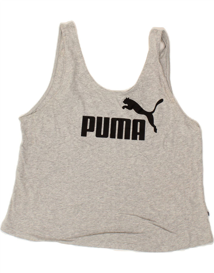 PUMA Womens Crop Graphic Vest Top UK 16 Large  Grey Vintage Puma and Second-Hand Puma from Messina Hembry 