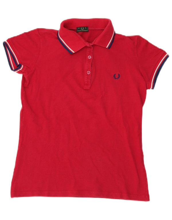 Fred Perry Womens Polo Shirt UK 14 Large Red