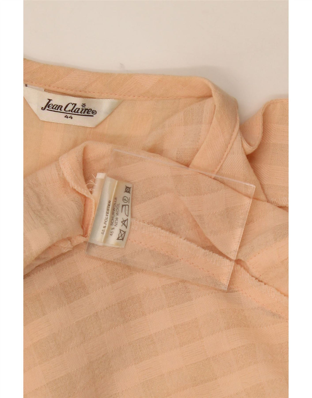 JEAN CLAIRE Womens Cardigan Top EU 44 XL Beige Check Polyester Vintage Jean Claire and Second-Hand Jean Claire from Messina Hembry 
