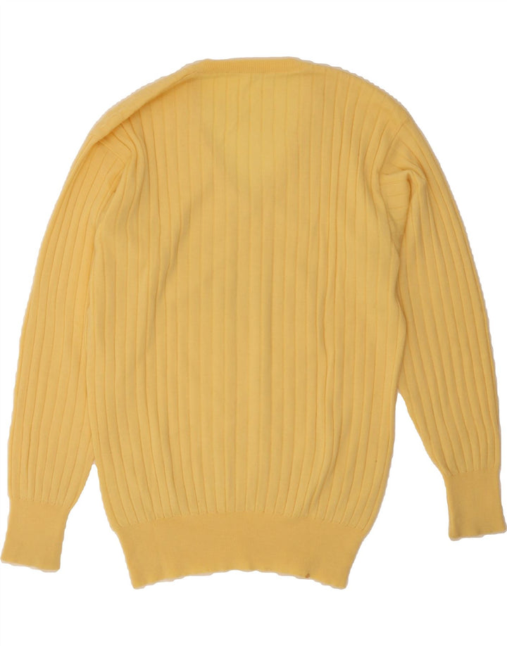 VINTAGE Mens V-Neck Jumper Sweater Medium Yellow Wool Vintage Vintage and Second-Hand Vintage from Messina Hembry 