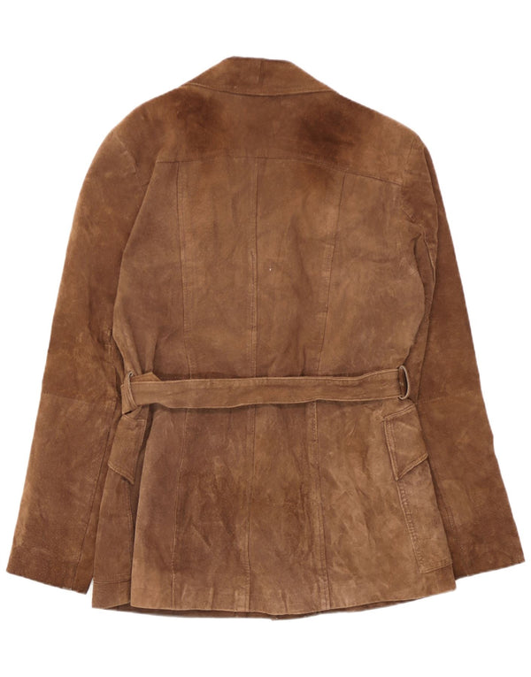 Zabaione Womens Suede Jacket UK 14 Large Brown Leather