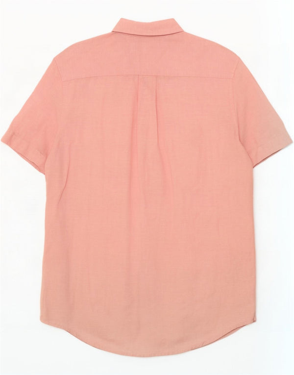 Tommy Hilfiger Mens Short Sleeve Regular Fit Shirt Small Pink Linen