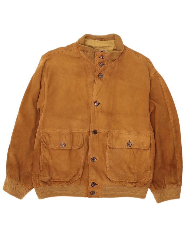 Vintage Mens Suede Bomber Jacket UK 40 Large Beige