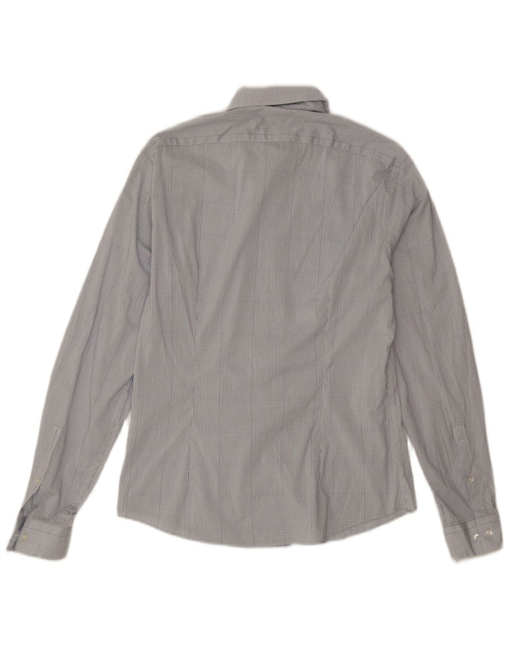 Calvin Klein Mens Extra Slim Fit Shirt Size 15 Medium Blue Check