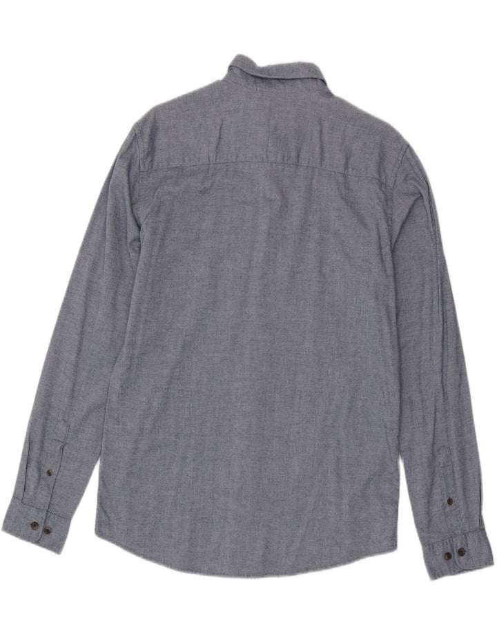 Jack & Jones Mens Flannel Shirt Large Blue Herringbone Cotton