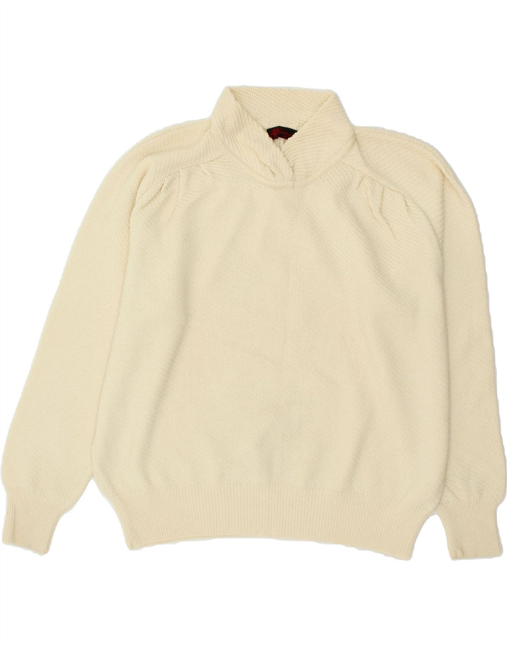 VINTAGE Womens Oversized Turtle Neck Jumper Sweater IT 46 Large Beige Vintage Vintage and Second-Hand Vintage from Messina Hembry 