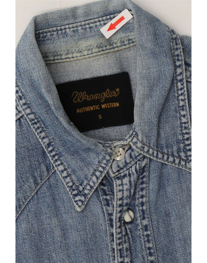 Wrangler Mens Western Denim Shirt Small Blue Cotton