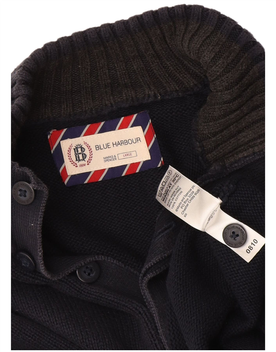 Marks & Spencer Maglione da uomo con collo a bottoni blu Harbour grande blu scuro