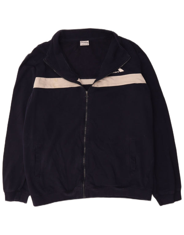 Diadora Mens Tracksuit Top Jacket 3XL Navy Blue Colourblock Cotton