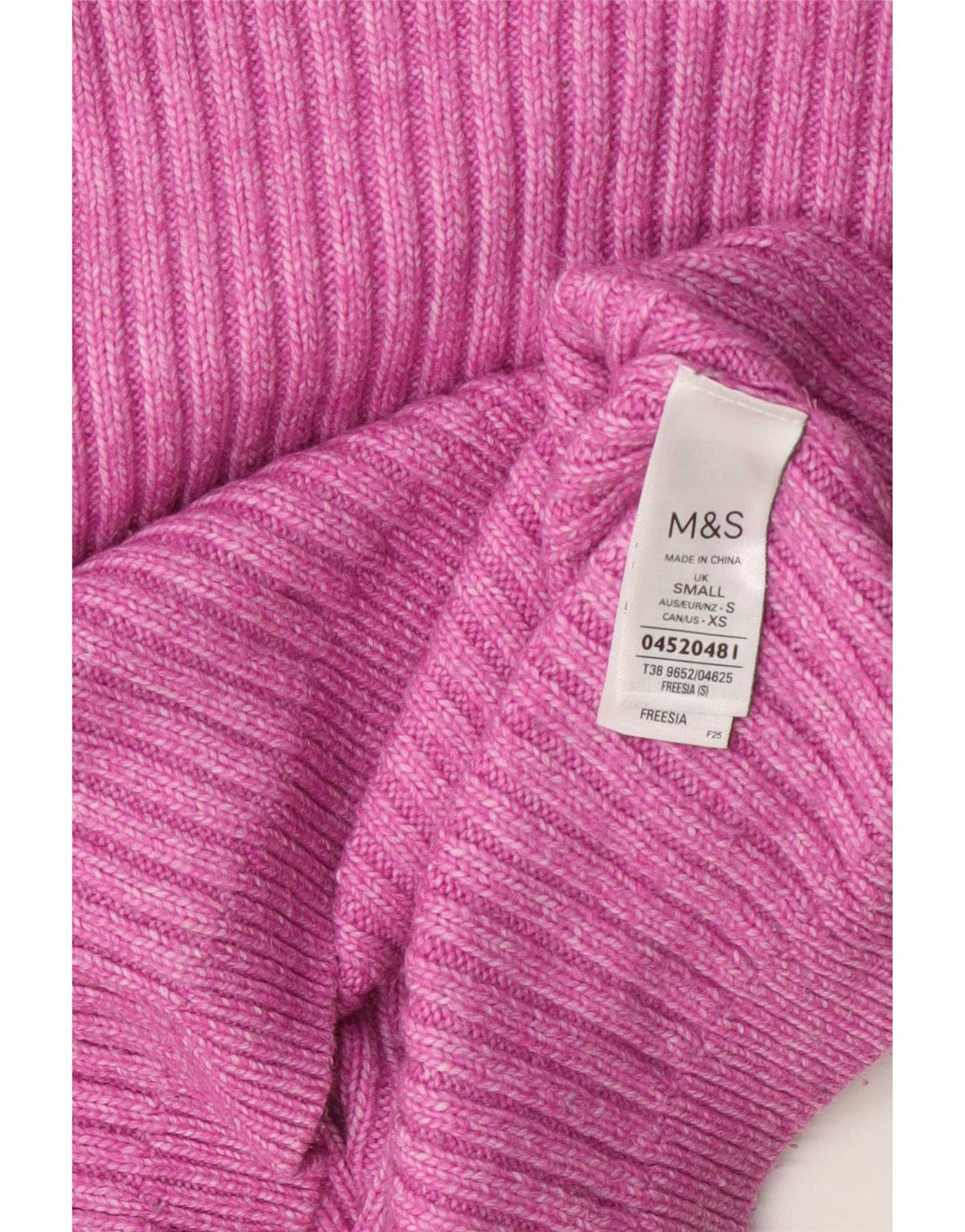 Marks & Spencer Womens Crew Neck Jumper Sweater UK 10 Small Pink Polyester