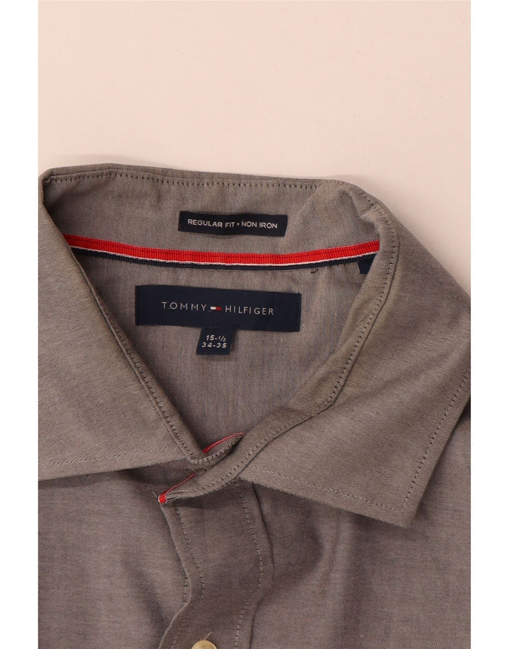 Tommy Hilfiger Mens Regular Fit Shirt Size 15 1/2 Medium Grey Cotton