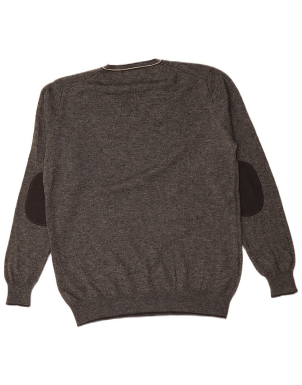 Harmont & Blaine Mens V-Neck Jumper Sweater Large Grey Flecked Wool