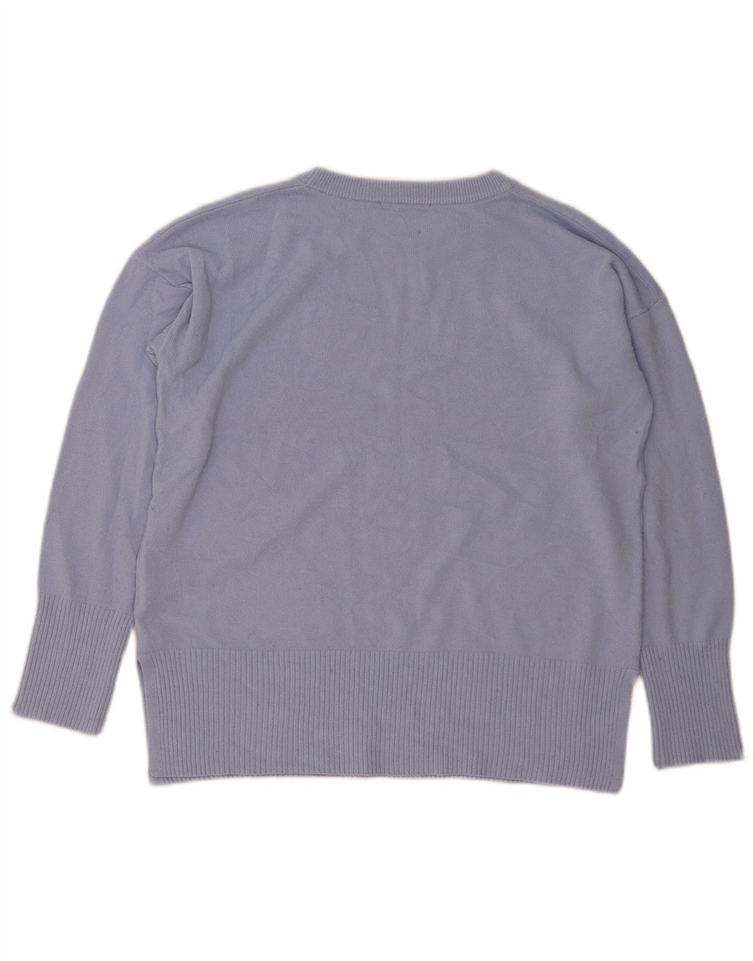 Oasis Womens Abstract Pattern Crew Neck Jumper Sweater UK 14 Medium Blue
