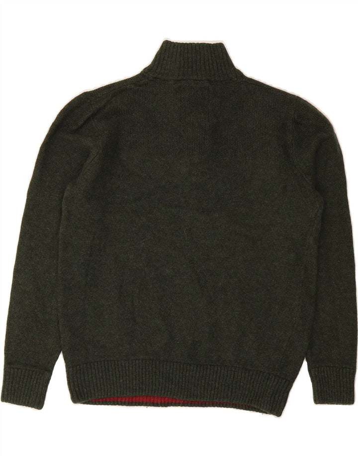 CREW CLOTHING Womens Button Neck Jumper Sweater UK 14 Medium Green Vintage Crew Clothing and Second-Hand Crew Clothing from Messina Hembry 