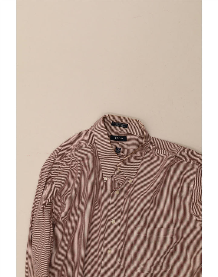 IZOD Mens Shirt Size 18 2XL Red Striped Cotton Vintage Izod and Second-Hand Izod from Messina Hembry 