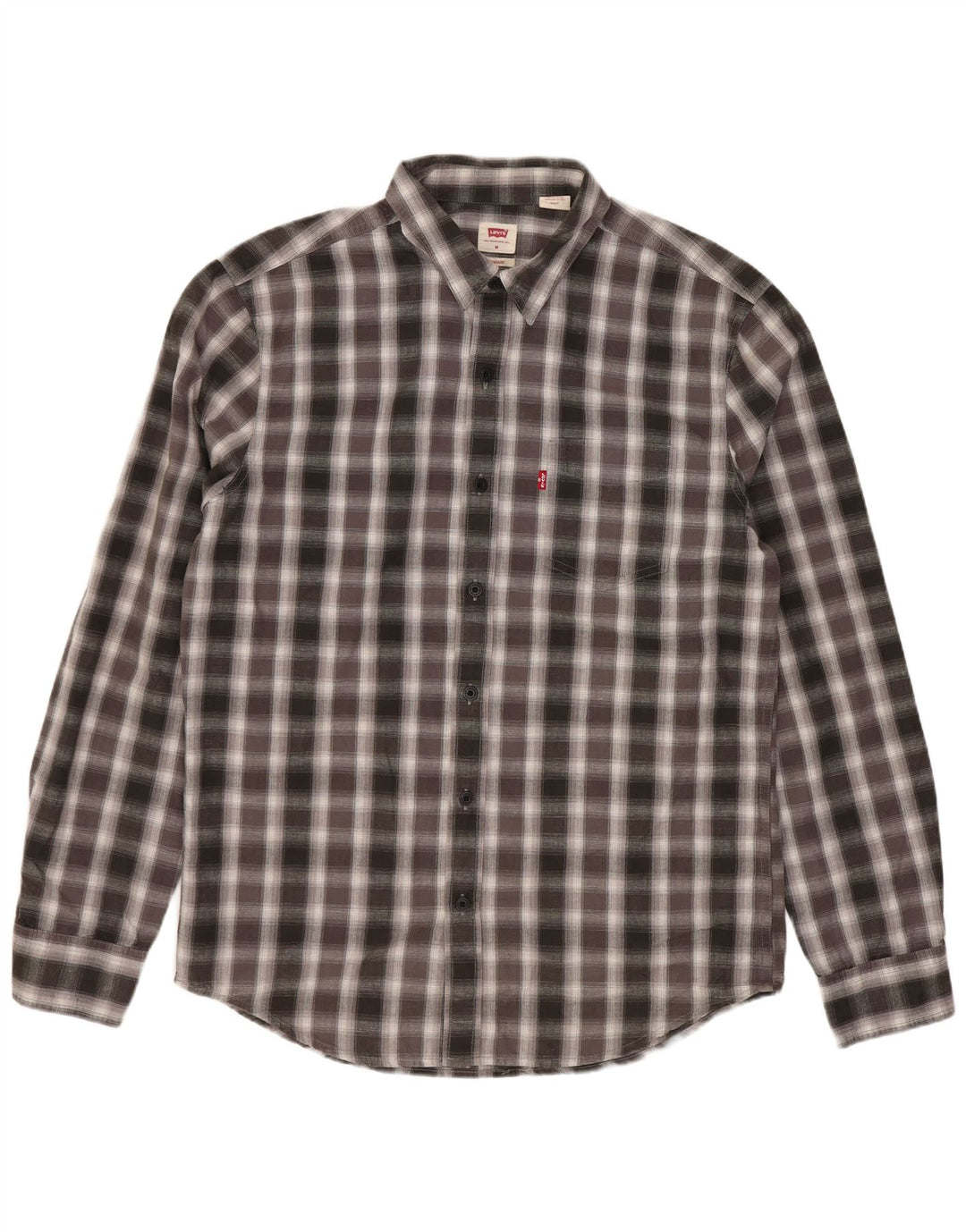 Levi's Mens Standard Fit Shirt Medium Grey Check Cotton