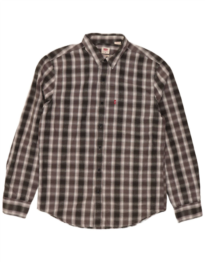 Levi's Mens Standard Fit Shirt Medium Grey Check Cotton