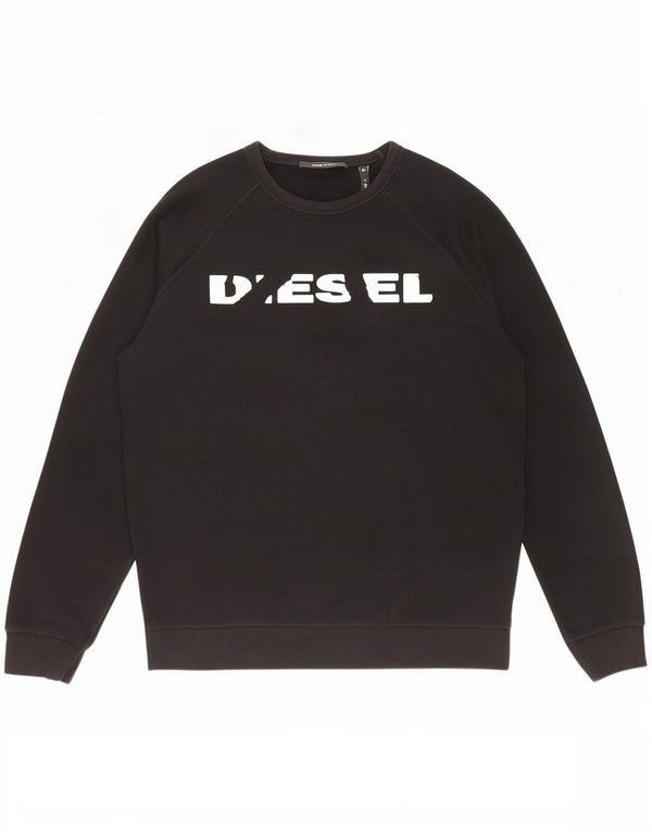 Diesel masculino gráfico moletom jumper grande algodão preto