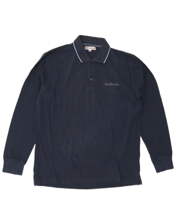 Polo da uomo a maniche lunghe Renato Balestra 2XL cotone blu navy