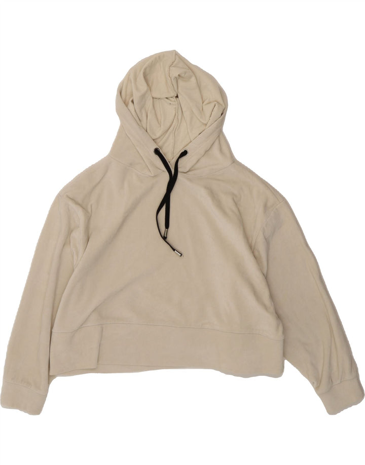 ZARA Womens Oversized Hooded Fleece Jumper UK 14 Medium White Polyester Vintage Zara and Second-Hand Zara from Messina Hembry 