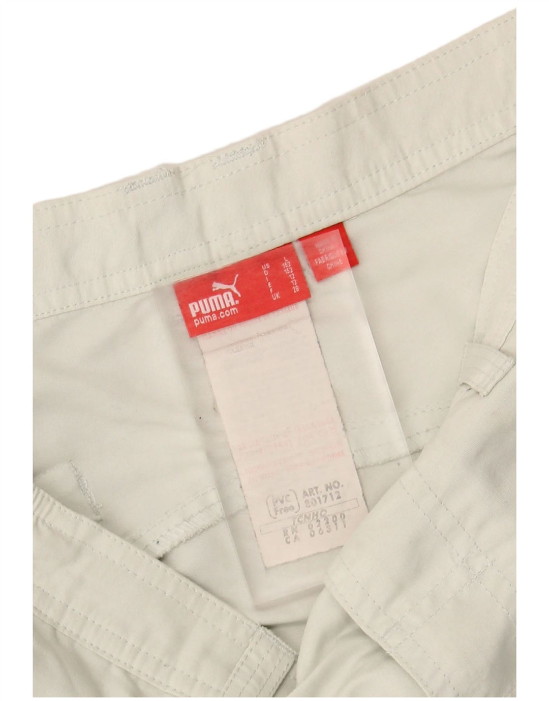PUMA Boys Straight Cargo Trousers 11-12 Years W30 L26 White Polyester