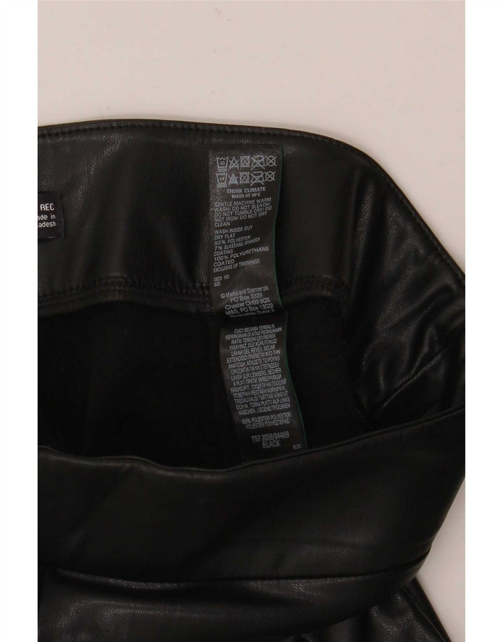 Marks & Spencer Womens Faux Leather Leggings UK 12 Medium  Black Polyester