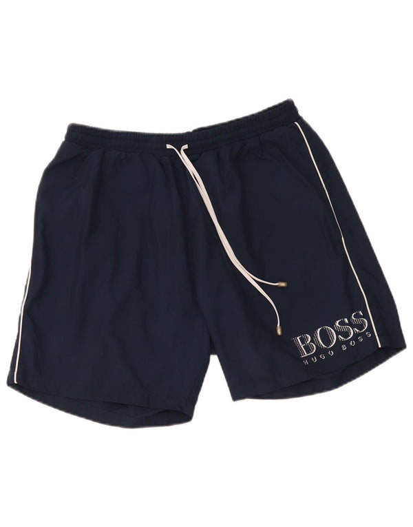 Hugo Boss Herre grafiske sportsshorts Medium marineblå polyester