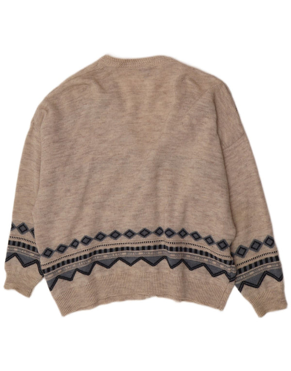 Angelo Litrico Mens Cardigan Sweater 3XL Beige Geometric Acrylic
