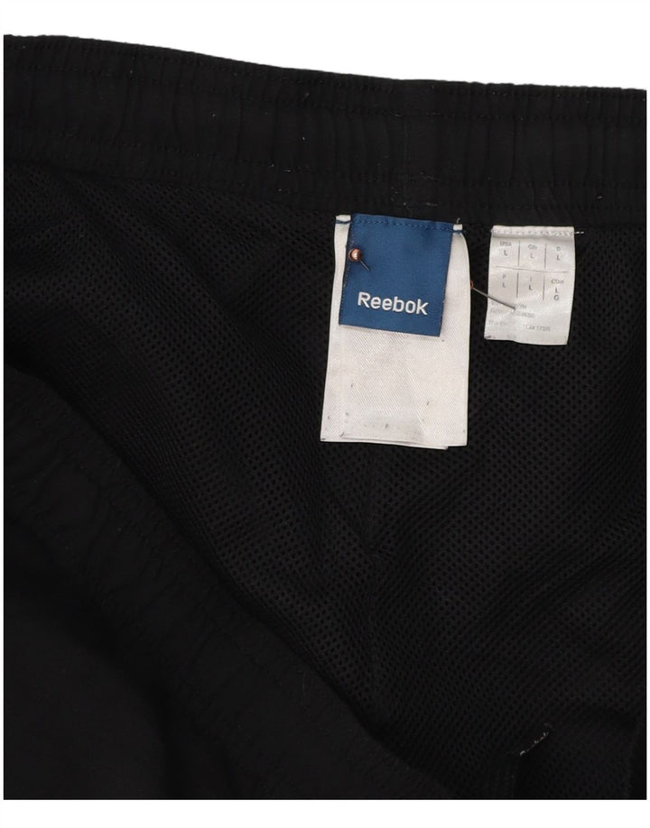 REEBOK Mens Tracksuit Trousers Joggers Large Black Polyester