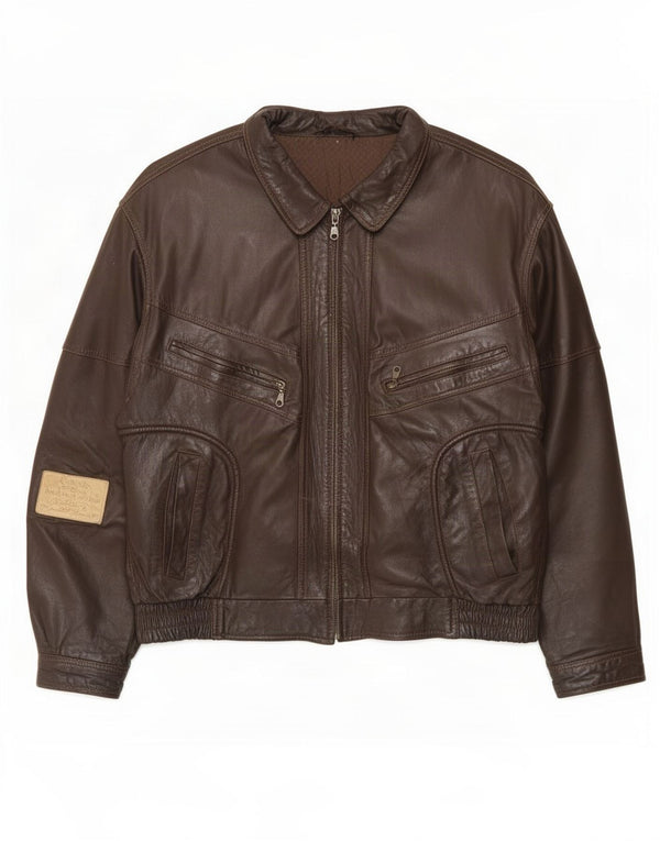 CLASSIC Ανδρικό Δερμάτινο Μπουφάν UK 42 XL Καφέ
