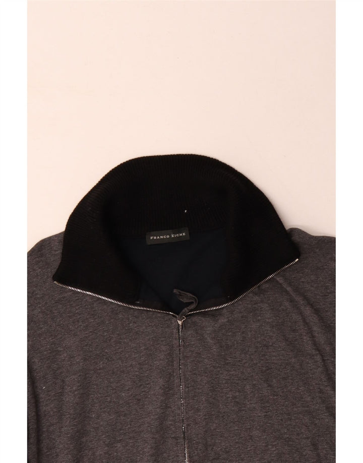FRANCO ZICHE Sweatshirt med lynlås til mænd, stor grå farveblok