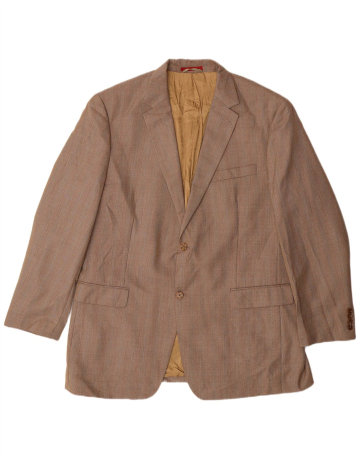 IZOD Mens Longline 2 Button Blazer Jacket UK 46 3XL Beige Houndstooth