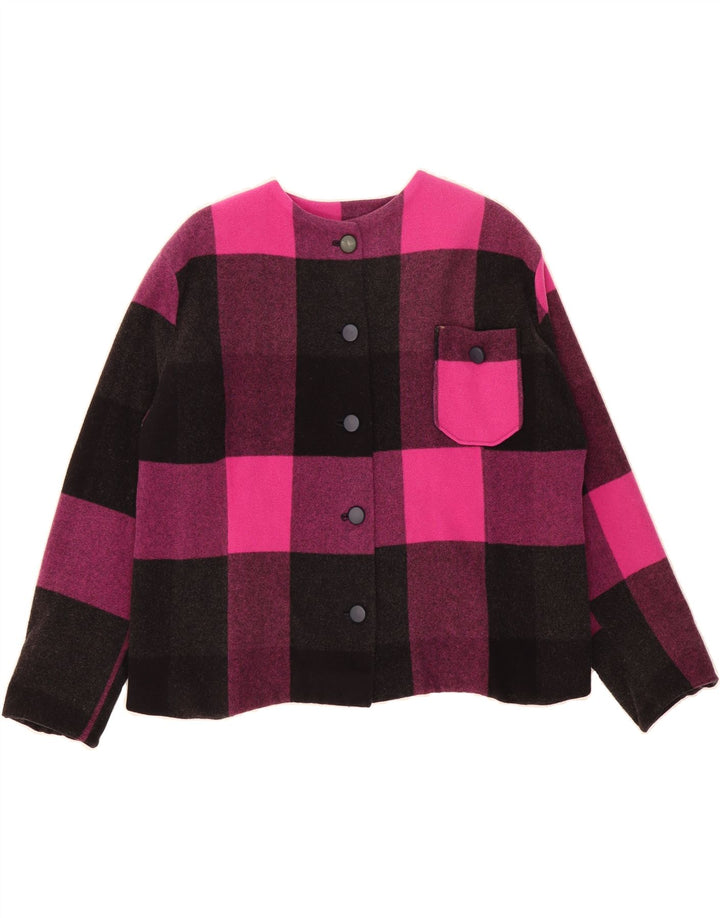 VINTAGE Womens 5 Button Blazer Jacket UK 16 Large Pink Check Vintage Vintage and Second-Hand Vintage from Messina Hembry 