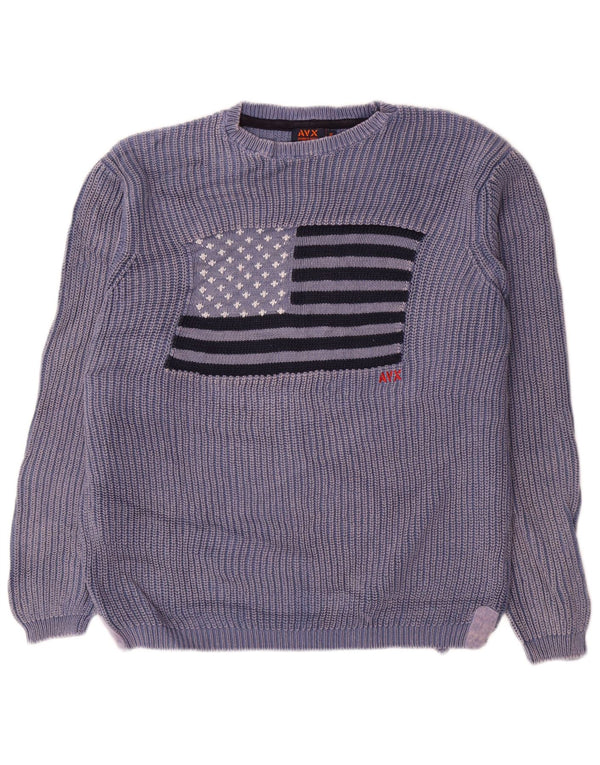 Avirex Damen Pullover mit grafischem U-Boot-Ausschnitt, UK 18, XL, Marineblau, USA