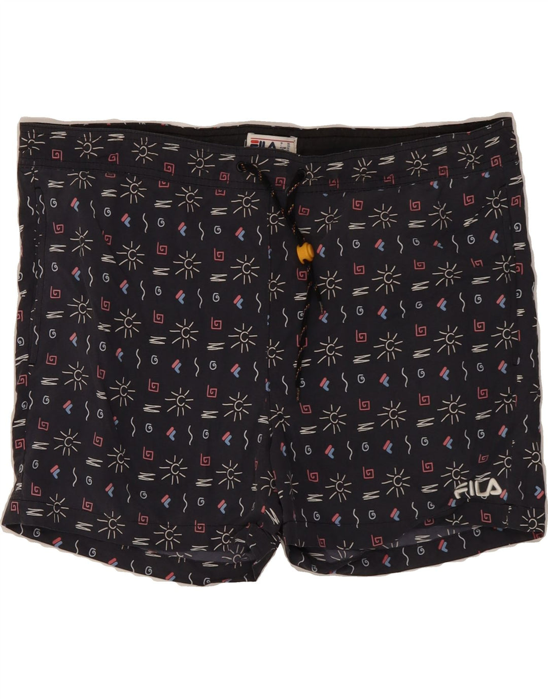 FILA Mens Abstract Pattern Swimming Shorts Medium  Navy Blue Nylon Vintage Fila and Second-Hand Fila from Messina Hembry 