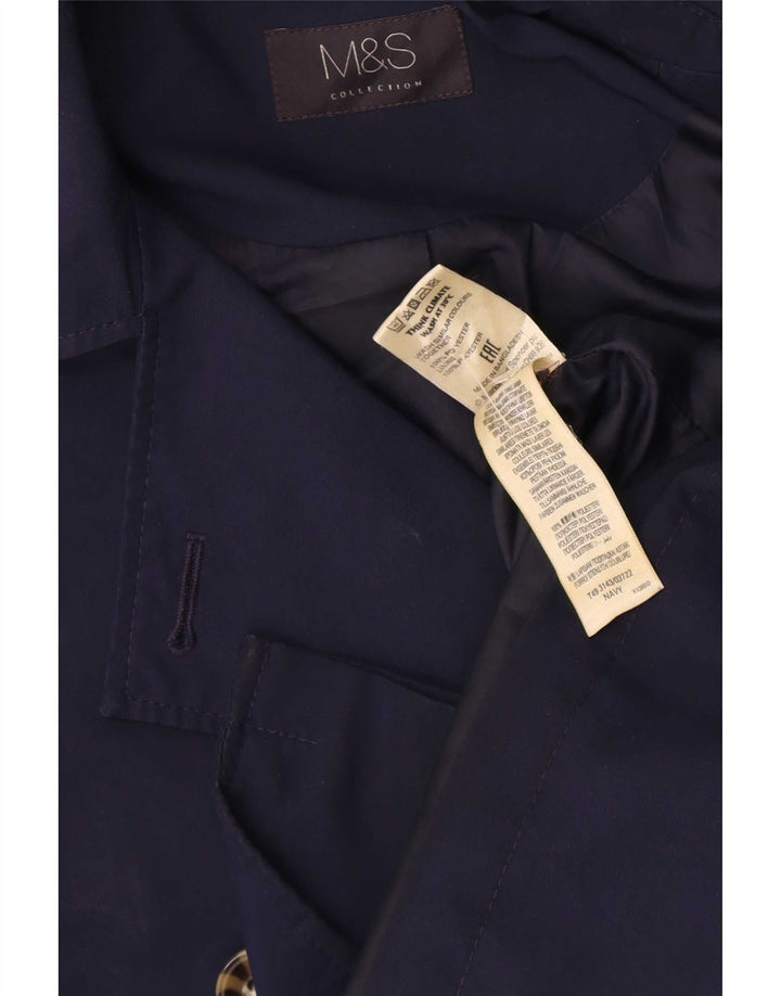 Marks & Spencer Damen Kurzer Trenchcoat UK 14 Large Marineblau Polyester