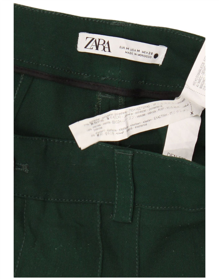 Zara Womens Straight Casual Trousers Medium W28 L31 Green Polyester