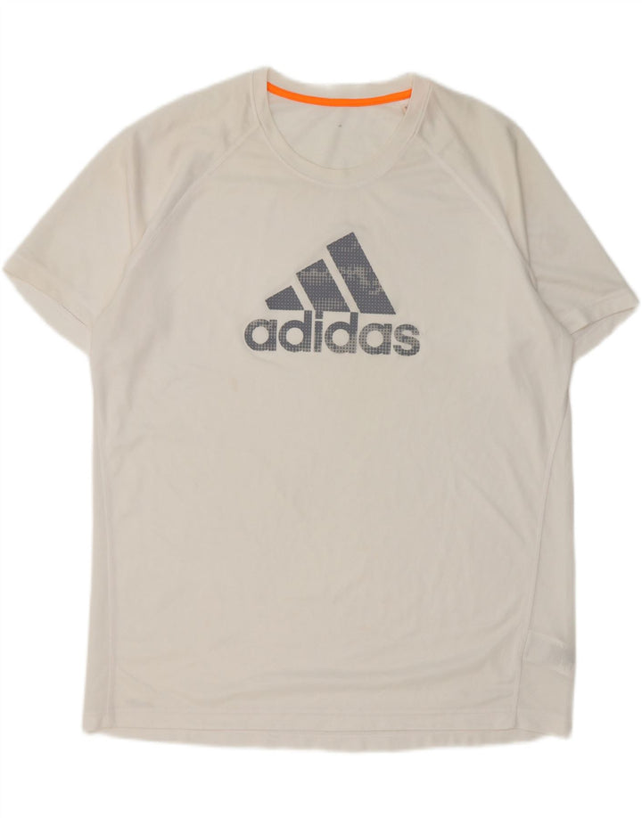 ADIDAS Mens Climalite Graphic T-Shirt Top Large White Polyester Vintage Adidas and Second-Hand Adidas from Messina Hembry 