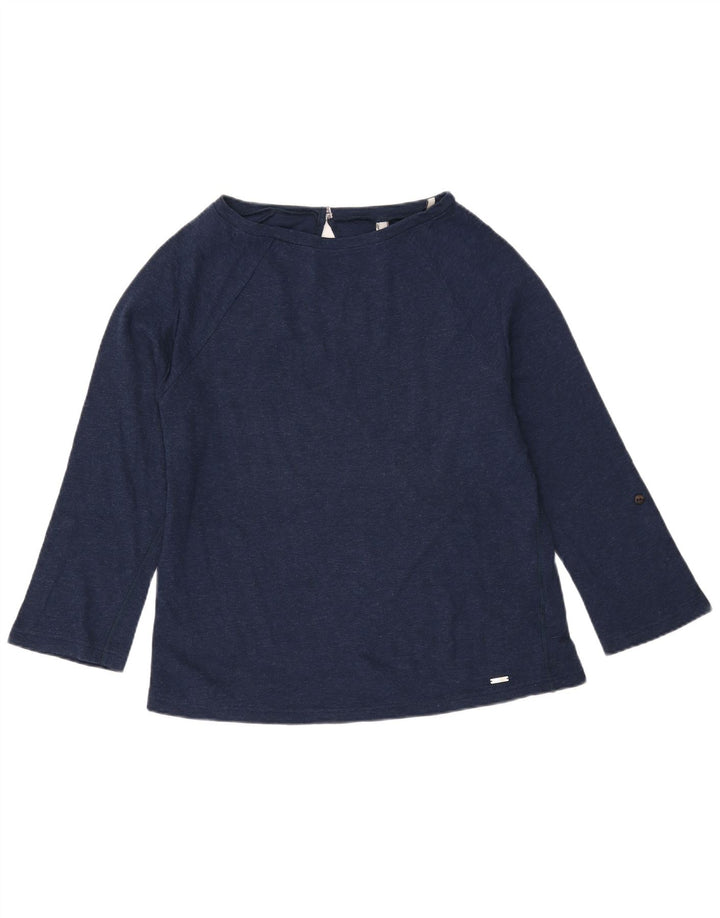 WOOLRICH Top da donna a maniche lunghe UK 16 Large Blu Navy