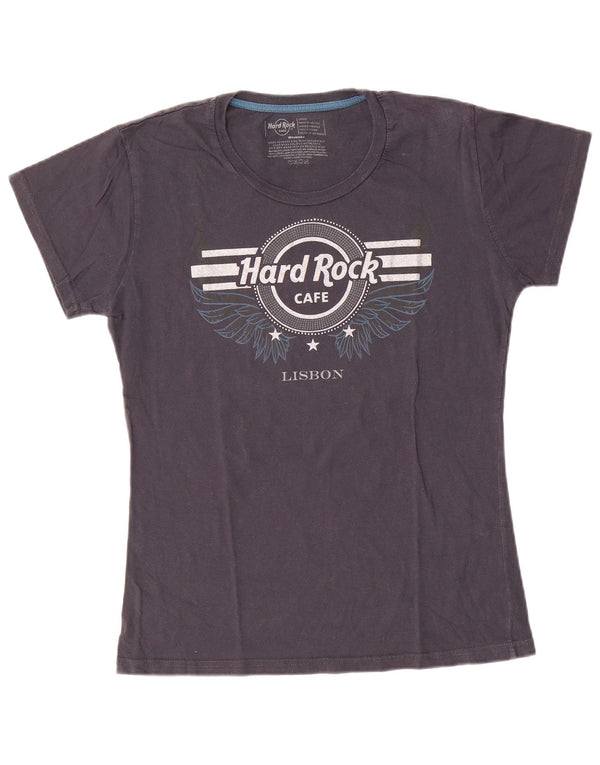 Hard Rock Cafe Womens Lisbon Graphic T-Shirt Top UK 14 Large Grey Cotton