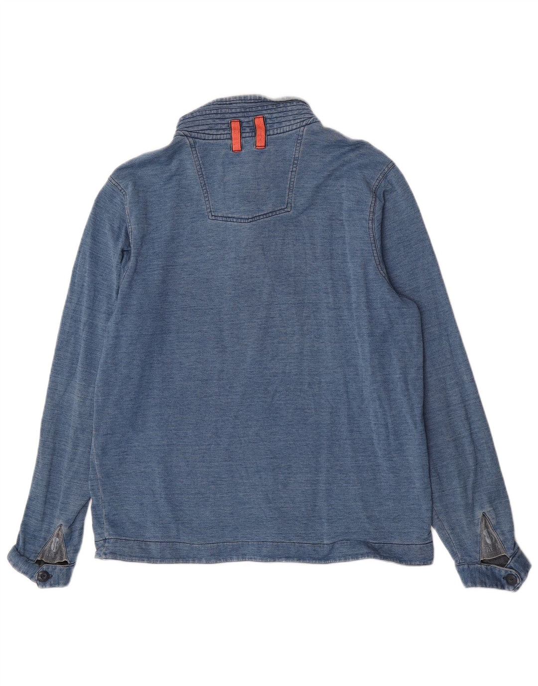 Fat Face Mens Button Neck Sweatshirt Jumper Large Blue Pinstripe Cotton